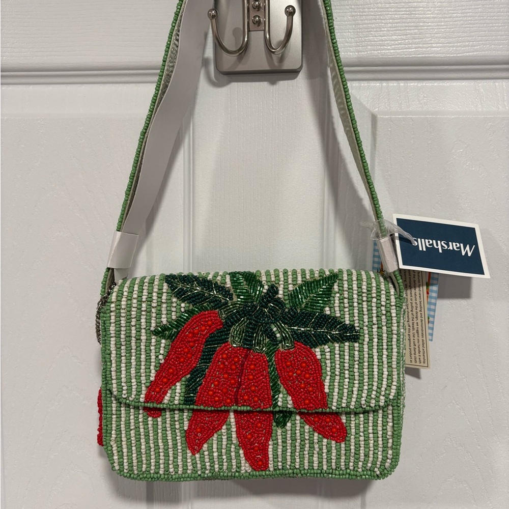 RARE Red Pepper Beaded Shoulder Bag